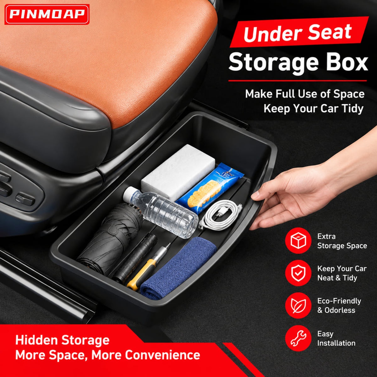 PINMOAP Under Seat Car Storage - Car Cable Organizer recension och pris