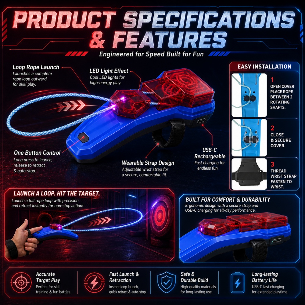 Rope Launcher Spider Web Shoot - Car Led Light recension och pris
